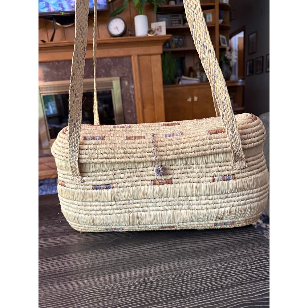 Vintage Raffia Large Structured Dropped Shoulder … - image 1